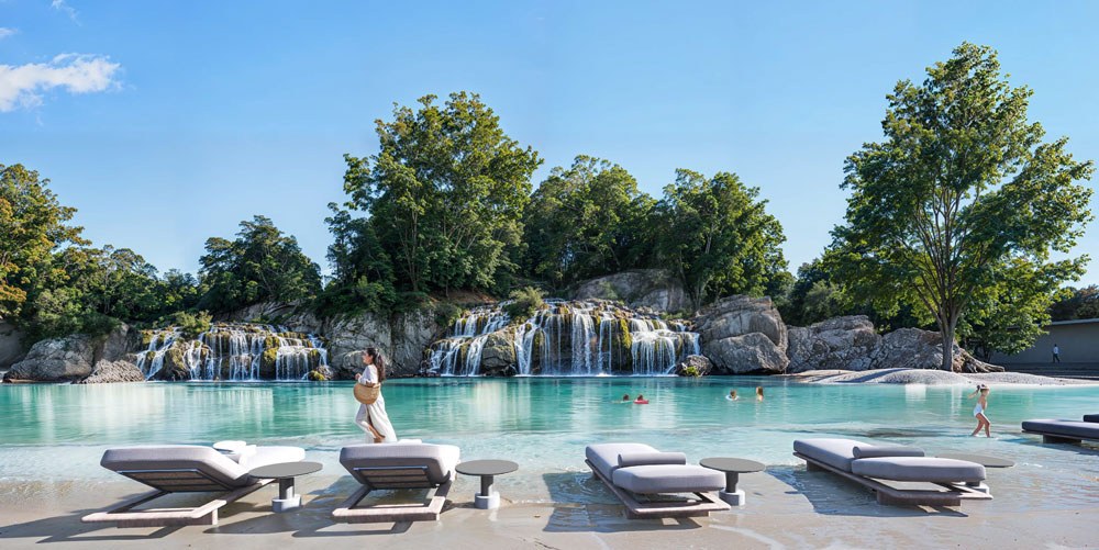 Pool and landscaped surroundings at Masaar 3 Layan